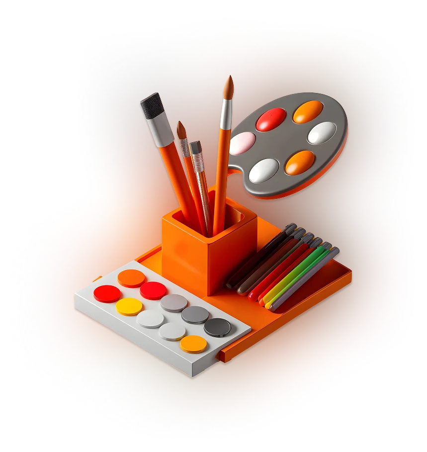 3D illustration of digital marketing and design elements